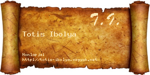 Totis Ibolya névjegykártya
